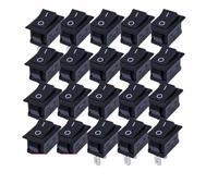 Ignition Starter pour Voiture Outils de voiture, interrupteur à bouton-poussoir à 2 broches SPST 6A 250V NO/Off, interrupteur à bascule pour bateau, maison et moto, Portable, petit(Black -20pcs)
