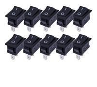 Ignition Starter pour Voiture Outils de voiture, interrupteur à bouton-poussoir à 2 broches SPST 6A 250V NO/Off, interrupteur à bascule pour bateau, maison et moto, Portable, petit(Black -10pcs)