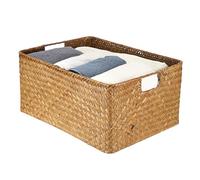 IGNPION Panier de rangement rectangulaire en jonc de mer tissé pour salle de bain, étagères et bureaux - Panier de rangement décoratif multifonction - Taille L (caramel, taille XL)