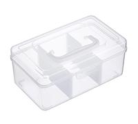 IGNPION Petite boîte de rangement transparente empilable avec grille de séparation, 3 compartiments en plastique multi-usage pour vernis à ongles, jouets, loisirs créatifs, couture, matériel de pêche