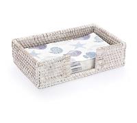 IGNPION Porte-serviettes en rotin tissé pour serviettes d'invités, distributeur de papier de soie, plateau de rangement pour cuisine, salle à manger, bar, fête, buffet, blanc