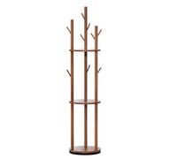 IGTOPS Porte-manteau rotatif en bois massif avec 9 crochets et 3 étagères - Hauteur : 170 cm - En forme d'arbre - Pour couloir, chambre à coucher, bureau - Multi-usages - Noyer