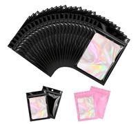IGXX 100 Sachets Mylar 7x10cm - Pochette ziplock refermable en aluminium pour aliments, bijoux et emballages professionnels, étanche aux odeurs (Noir, 7x10cm)