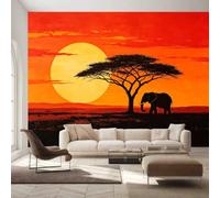 igyhuij Papier Peint Panoramique 3D Faune Africaine Fresque Murale 300x210 cm Papier Peint Intissé Thème Africain Photo Mural Décoration Murale Moderne pour Salon Chambre Bureau m2940
