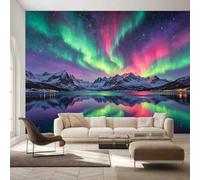 igyhuij Papier Peint Panoramique 3D Paysage de Montagne Enneigé Fresque Murale 250x175 cm Papier Peint Intissé Ciel Étoilé Photo Mural Décoration Murale Moderne pour Salon Chambre Bureau m3235