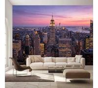 igyhuij Papier Peint Panoramique 3D Vue de Nuit de New York Fresque Murale 150x105 cm Papier Peint Intissé Style Urbain Photo Mural Décoration Murale Moderne pour Salon Chambre Bureau m3277