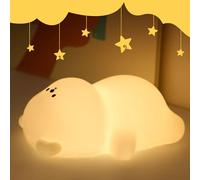 IHALO Veilleuse Bébé Ours, 7 Couleurs 3 Modes Veilleuse Dimmable, Lampe en Silicone, Led Rechargeable, avec Fonction Minuterie, pour Enfant Chambre Cadeau Lampe de Chevet Pour Enfant