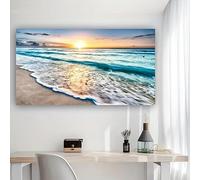 IHHGNB Affiche murale coucher de soleil sur la plage, grand format, impression sur toile, style nordique, décoration murale pour la maison (80 x 160 cm (31 x 63 pouces) / sans cadre)