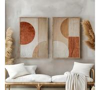 IHHGNB Affiche murale géométrique abstraite sur toile, style terracotta beige, peinture d'art abstrait wabi-sabi, décoration intérieure (70 x 100 cm (28 x 39 po) x 2 / Sans cadre)