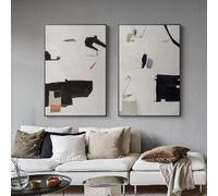 IHHGNB Affiches d'art abstrait minimaliste grand format, peinture sur toile abstraite en noir et blanc, tableau décoratif pour chambre (80 x 110 cm (31 x 43 pouces) x 2 / sans cadre)