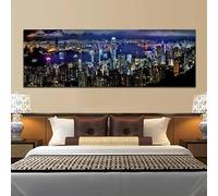 IHHGNB Affiches et impressions de paysage, art mural, scène nocturne de ville, peinture sur toile, tableaux décoratifs pour chambre à coucher (60 x 180 cm (24 x 71 po) / sans cadre)