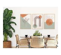 IHHGNB Ensemble de 3 tableaux abstraits de paysages, tons neutres beiges et naturels, décoration murale bohème moderne, art minimaliste scandinave (70 x 100 cm x 3 / sans cadre)