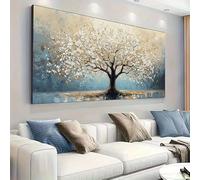 IHHGNB Grande peinture abstraite texturée d'arbre sur toile, sans cadre, art mural moderne de paysage pour la décoration du salon et de la chambre (40 x 80 cm (16 x 31 po) / Sans cadre)