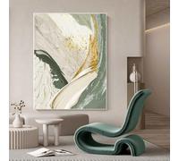 IHHGNB Grande peinture abstraite verte et dorée, texture minimaliste, art mural moderne pour la décoration intérieure, affiche, impression d'œuvre d'art (50 x 75 cm (20 x 30 pouces) / sans cadre)