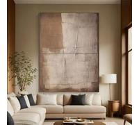 IHHGNB Grande toile texturée abstraite beige et marron, style bohème, affiches et imprimés, décoration murale moderne pour la maison, 80 x 120 cm (31 x 47 pouces), sans cadre