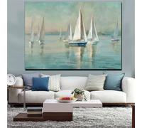 IHHGNB Impression sur toile moderne avec paysage marin, tableau nordique pour salon, bateau, mer, 50 x 70 cm (20 x 28 pouces), sans cadre