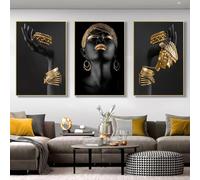 IHHGNB Lot de 3 affiches murales sur toile représentant des femmes noires africaines, idéales pour la décoration de votre salon (60 x 80 cm x 3 / sans cadre).