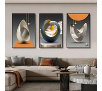 IHHGNB Lot de 3 toiles imprimées géométriques modernes, œuvres d'art abstraites pour la décoration murale d'un salon ou d'une chambre moderne (70 x 90 cm x 3 / Sans cadre)