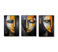 IHHGNB Tableau abstrait sur toile représentant un visage de femme aux yeux ouverts et fermés, affiche minimaliste pour la décoration murale (70 x 90 cm x 3 / sans cadre)