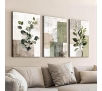 IHHGNB Tableau sur toile 3 pièces sans cadre, art abstrait végétal, affiche, décoration intérieure, art mural géométrique, décoration de chambre (60 x 80 cm (24 x 31 po) x 3 / Sans cadre)