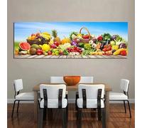 IHHGNB Tableau sur toile représentant des légumes et des fruits de cuisine, affiche et impression pour la décoration de la salle à manger et du salon, sans cadre (40 x 120 cm / 16 x 47 pouces)