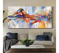 IHHGNB Toile imprimée représentant un paysage de montagne abstrait, sans cadre, art mural moderne, peinture texturée colorée pour le salon (55 x 110 cm (22 x 43 po) / Sans cadre)