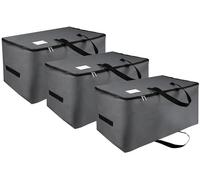 IHOMAGIC Lot de 3 Grand sac de rangement vetement avec Poignée, 105L Pliable rangement sous lit en 600D Oxford, Housse de Rangement Portable pour les Dortoirs, les Chambre à Coucher, Gris Foncé