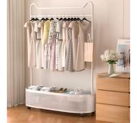 iHOMEMORE Portant à Vêtements Professionnel avec Étagère Rangement portant vetement solide à roulettes Montage Rapide Acier chromé blanc