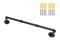 Ihomepark Portant à vêtements industriel mural au plafond 73,1 cm, barre de suspension en fer noir, barre de suspension en métal robuste pour vitrine, placard, rangement et buanderie