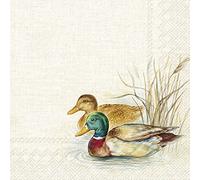 IHR Ideal Home Range - Lot de 20 serviettes en papier 3 plis Motif canards chassés Crème 12,7 x 12,7 cm
