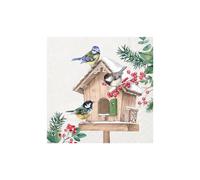 IHR Ideal Home Range Lot de 20 serviettes en papier 3 plis Motif oiseaux et point de rencontre Crème 33 x 33 cm