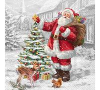 IHR Ideal Home Range - Lot de 20 serviettes en papier Santa Xmas Tree 33 x 33 cm