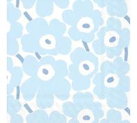 IHR Ideal Home Range Marimekko Lot de 20 serviettes de fête jetables en papier 3 plis, 12,7 x 12,7 cm, mini Unikot (bleu clair)