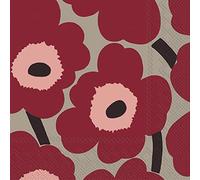 IHR Ideal Home Range - Serviettes en papier Marimekko Unikko en lin rouge 20 St Serviettes de table 33 cm x 33 cm