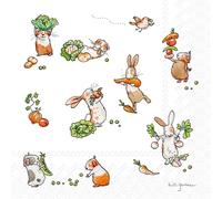 IHR Little Farmers Lot de 20 serviettes de table de Pâques, 33 x 33 cm, en papier imprimé d'un côté, motif technique de serviette, découpage, bricolage
