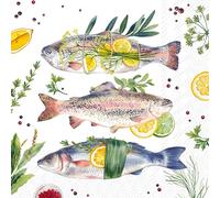 Serviette de table Lunch 33X33 Jetable IHR Paquet de 20 - Poissons délicieux