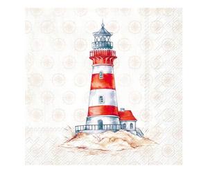 IHR Serviette de table Phare Rouge - Blanc 33x33cm Serviettentechnik Motif Serviette de table