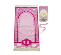 Ihvan Online, Janamaz Sajadah Tapis de Prière Musulmane pour Enfants - Cadeaux Islamiques - Tapis Doux Motif Rose