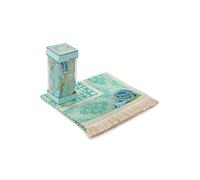 ihvan online Tapis de prière Musulman Doux en Tissu Taffetas et Perles de prière avec Coffret Cadeau élégant - Janamaz - Sajadah - Bleu