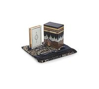 ihvan online Tapis de prière musulman et coran avec perles de prière, boîte décorative Kaaba, cadeau islamique pour homme et femme, ensemble élégant pour le Ramadan, l'Aïd, la Umra, un anniversaire