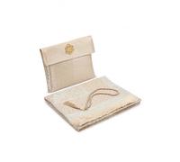 ihvan online Tapis de prière Musulman et Perles avec Un Sac élégant en Tissu Slub | Janamaz | Sajadah | Soft Islamic Prayer Tapis | Cadeaux islamiques | Tissu Taffetas, Or
