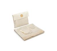 Ihvan online tapis de prière musulman et perles, sac élégant en tissu slub | Janamaz | Sajadah | Cadeaux islamiques | Tissu en taffeta, écru