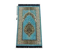 ihvan Online Tapis de prière musulmane avec perles de prière, Janamaz, Sajadah, cadeau islamique pour l'Aïd, le Ramadan, tapis chenille, vert menthe