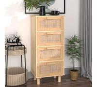 Iiaky Buffet Marron 40x30x90 cm Bois de pin Massif et rotin Naturel,Commode Haute,Meuble A Tiroir,Commode Tiroirs