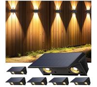 IIRARA Applique Solaire Extérieur, 6 Articles Haut & Bas Applique Murale Solaire Blanc Chaud 1500mAh Lampe Solaire Murale Extérieur IP67 Étanche Spot Sans Fil 100 Lumens pour Clôture Jardin