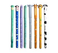 Iirlvior Lot de 8 stylos gel effaçables - Motif animal - 8 couleurs individuelles - 0,5 mm - Encre thermosensible - Effaçable sans endommager le papier - Idéal pour le bureau, l'école, le dessin et