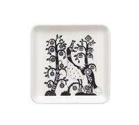 Iittala Assiette carrée Taika en porcelaine vitrocéramique, couleur : noir et blanc, dimensions : 12 x 12 x 1,9 cm, 1070928