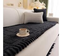 IJNBHU Housse De Canapé Flanelle, Epais Housse Canape d'angle Lavable, Couvre Canapé avec Méridien Gauche/Droite,AntidéRapante pour Le Salon,Noir,70 * 150cm