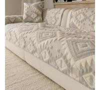 IJNBHU Plaid de Canapé en Chenille Doux à Franges, Grande Taille,Adapté aux Animaux, Antidérapant, Lavable, À l'unité Housse de Siège Jeté de Canapé 3/4 Places,Light Gray,90 * 160cm