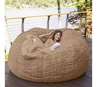 IJNBHU Pouf Géant Immense 140 cm De Diamètre Fourrure XXL Blanc ou Gris ou Chocolat avec Ultra Confortable,Canapé,Double Housses,Coussin(Color:8,Size:5ft)